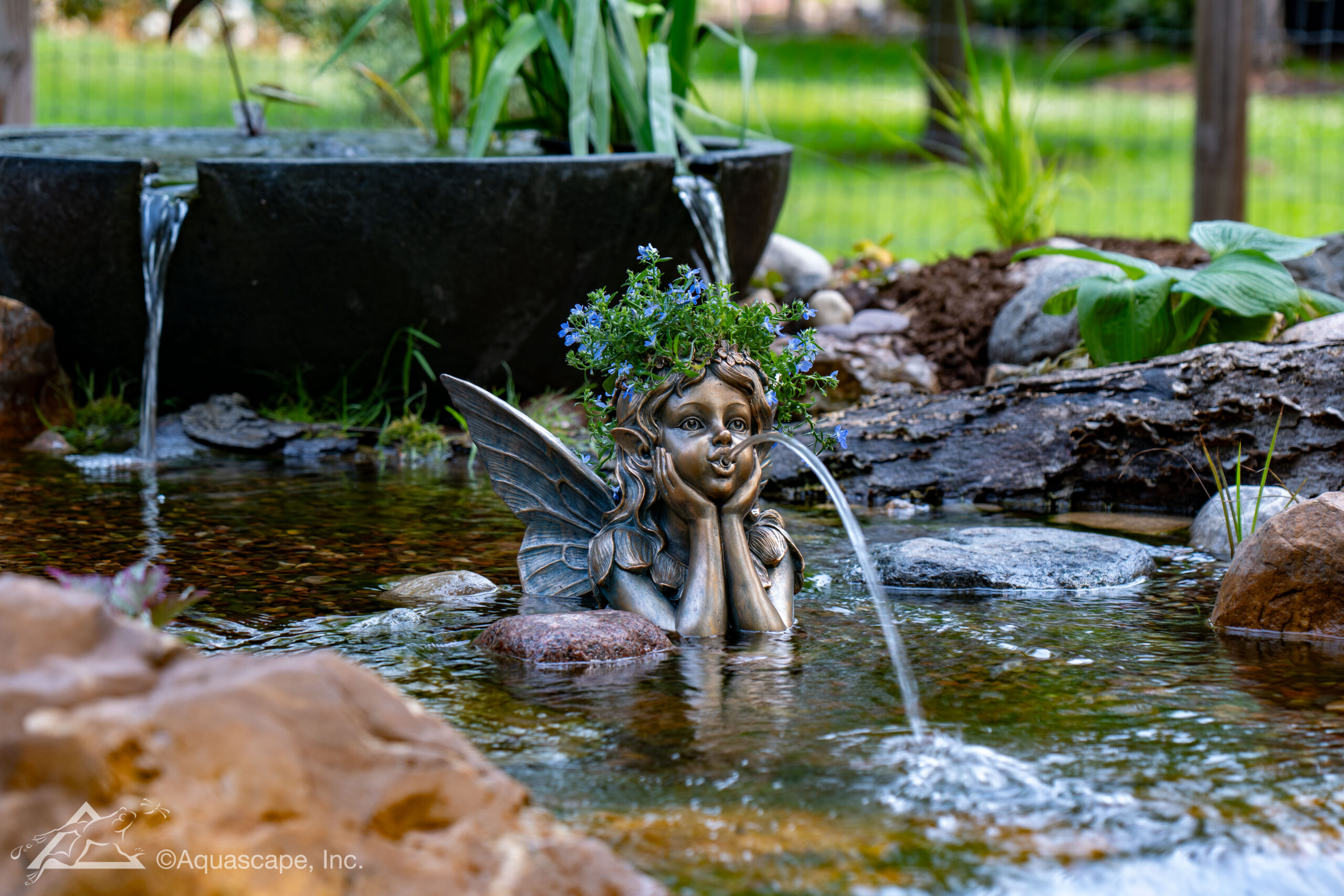 Fairy Planter Spitter_01 Custom koi pond installation in Tyler, Texas